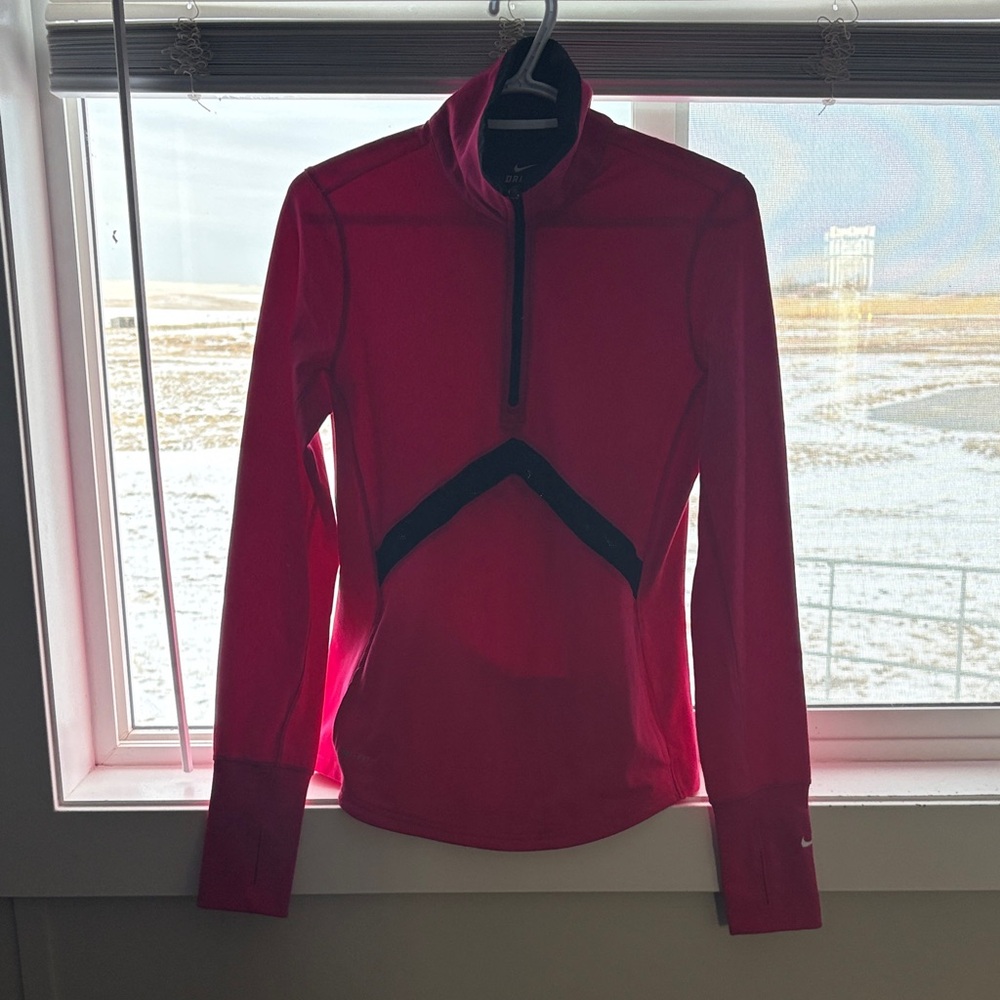 Nike Black and Hot Pink Dri-FIT Half-Zip Pullover
